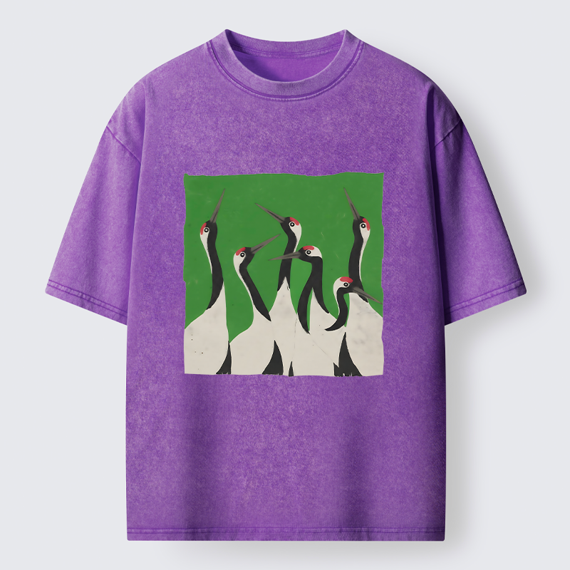 Tokyo-Tiger Crane Flock Washed T-Shirt