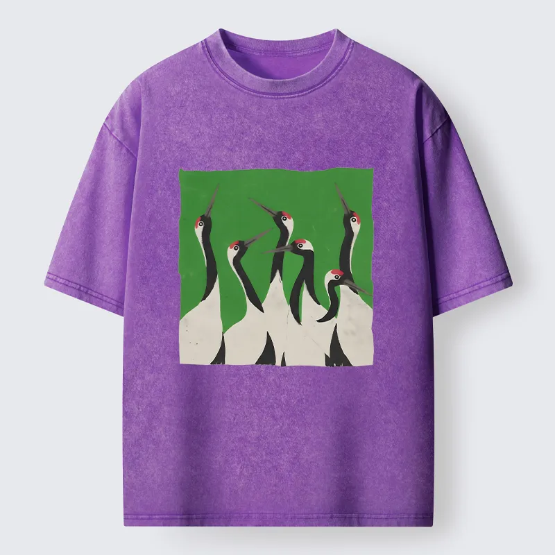 Tokyo-Tiger Crane Flock Washed T-Shirt