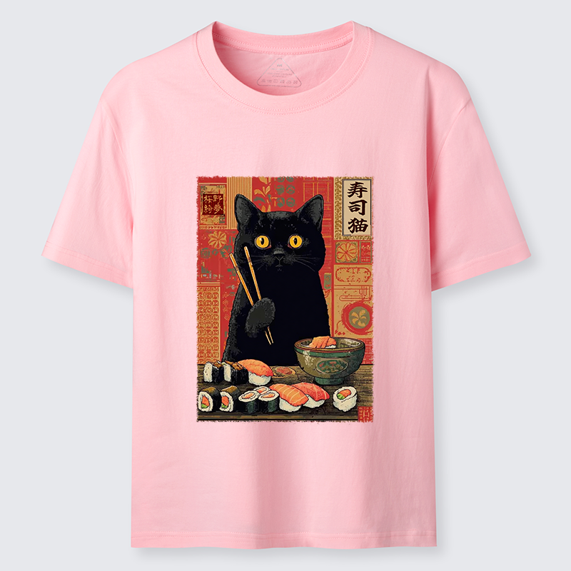 Tokyo-Tiger Neko Eats Sushi Classic T-Shirt