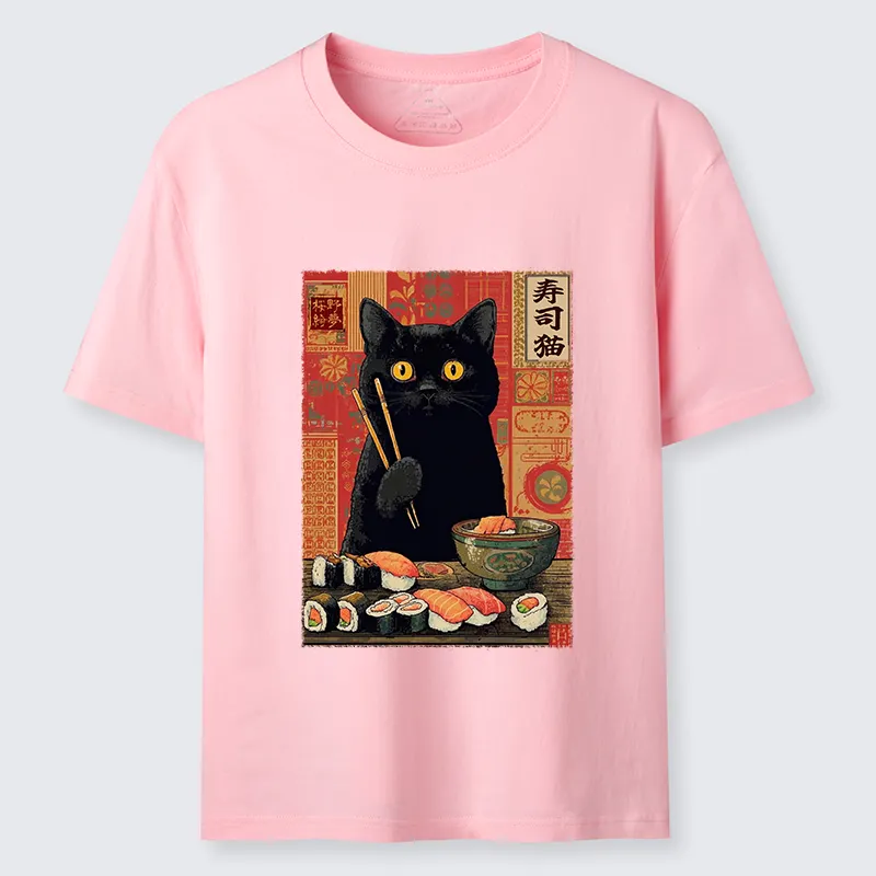 Tokyo-Tiger Neko Eats Sushi Classic T-Shirt