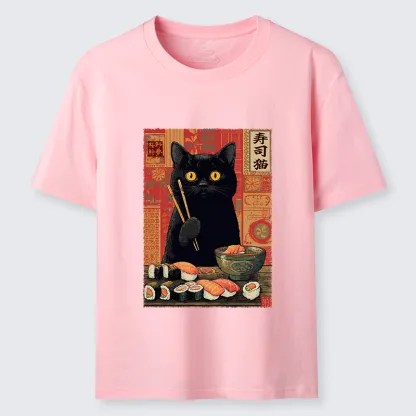 Tokyo-Tiger Neko Eats Sushi Classic T-Shirt