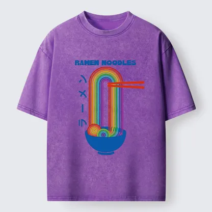 Tokyo-Tiger Ramen Rainbow Washed T-Shirt
