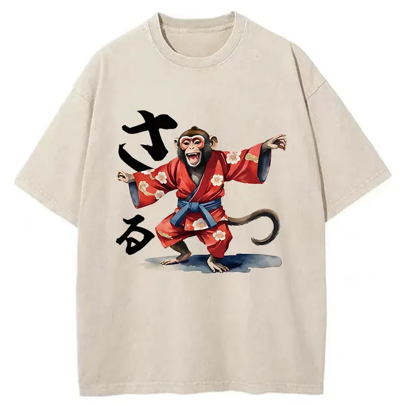 Tokyo-Tiger Dancing Monkey Washed T-Shirt