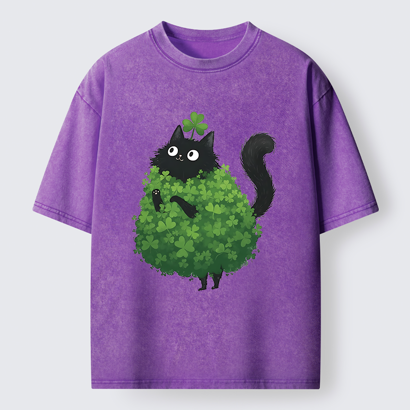 Tokyo-Tiger St. Patrick's Day Decorated Cat Washed T-Shirt