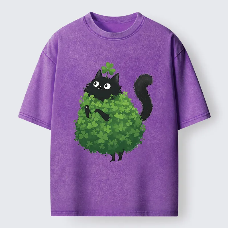 Tokyo-Tiger St. Patrick's Day Decorated Cat Washed T-Shirt