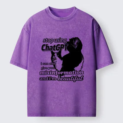 Tokyo-Tiger Stop Using Chatgpt Washed T-Shirt