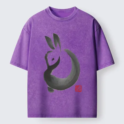Tokyo-Tiger Ink Rabbit Washed T-Shirt