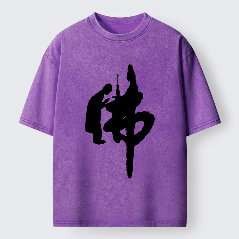 Tokyo-Tiger Buddha Kanji Washed T-Shirt