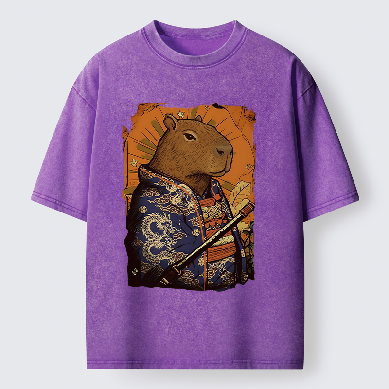 Tokyo-Tiger Elegant Capybara Washed T-Shirt