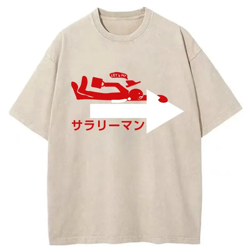 Tokyo-Tiger Let's Fly Salaryman Washed T-Shirt