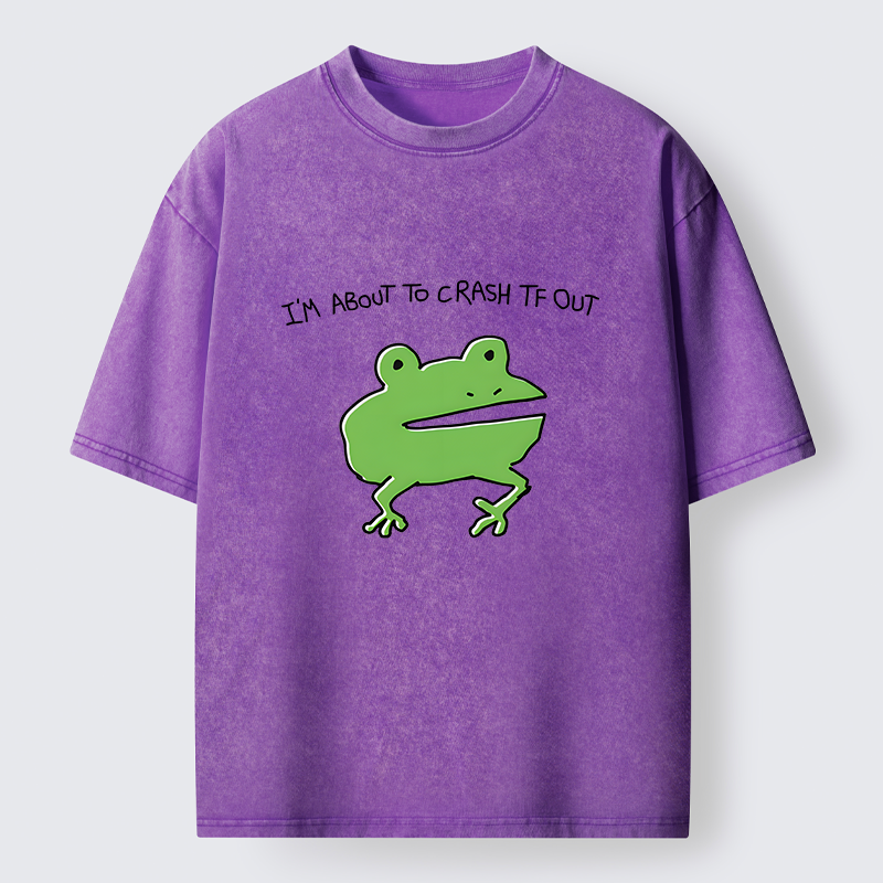 Tokyo-Tiger Very Sleepy Frog Funny Washed T-Shirt