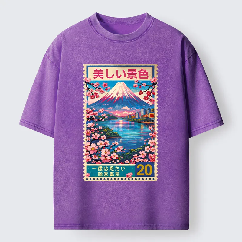 Tokyo-Tiger Springtime Scenery Washed T-Shirt