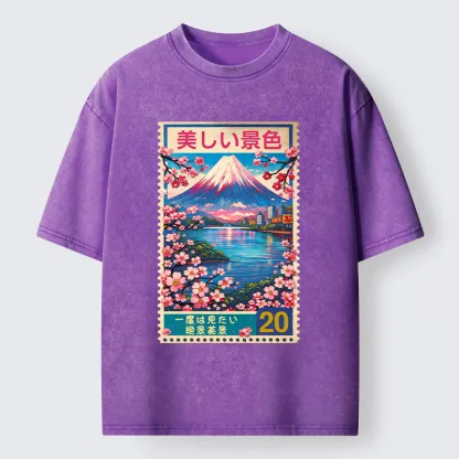 Tokyo-Tiger Springtime Scenery Washed T-Shirt