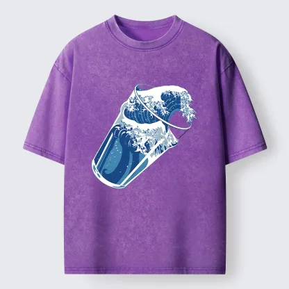 Tokyo-Tiger Waves In The Cup Washed T-Shirt