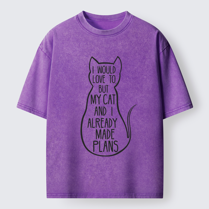 Tokyo-Tiger My Cat And I Already Made Plans Washed T-Shirt