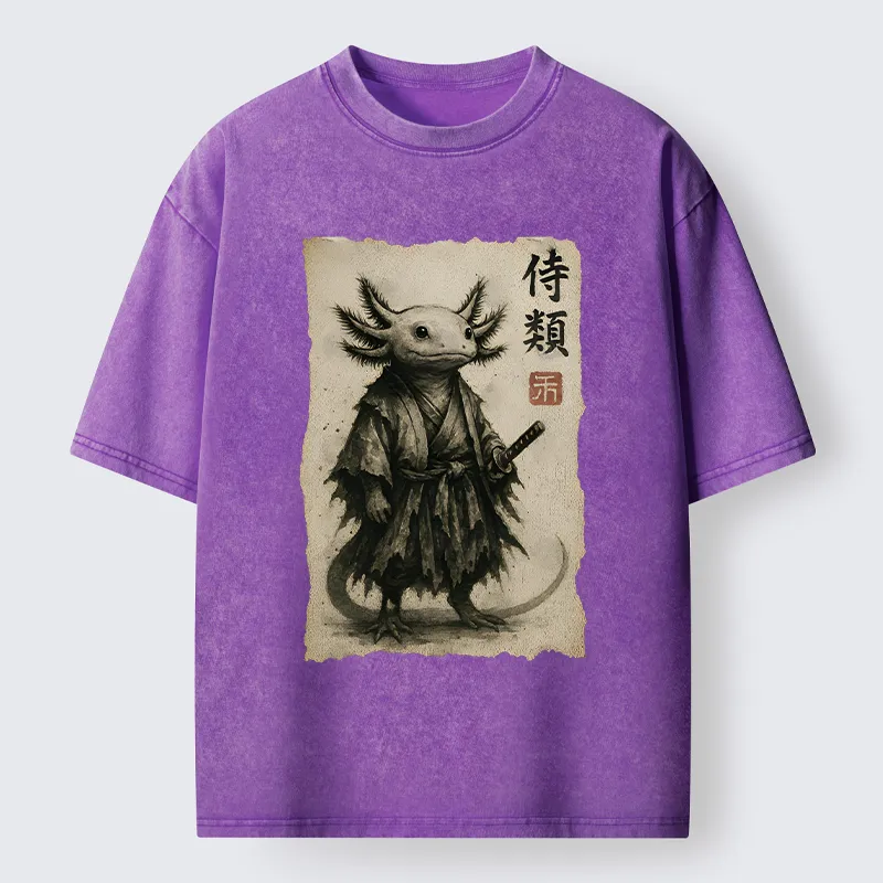 Tokyo-Tiger Salamander Japanese Samurai Washed T-Shirt