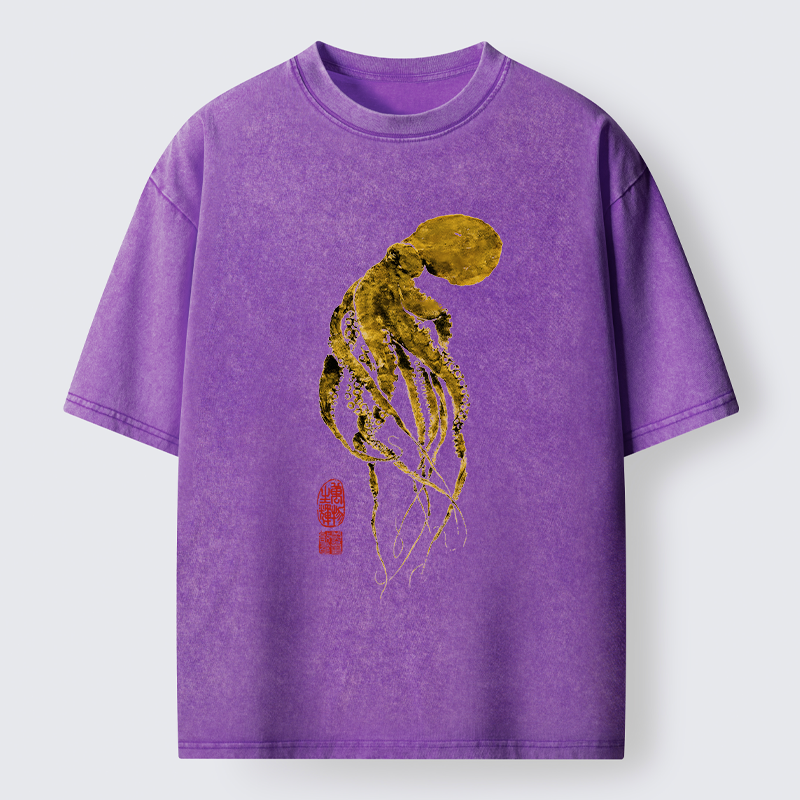 Tokyo-Tiger Golden Octopus Washed T-Shirt