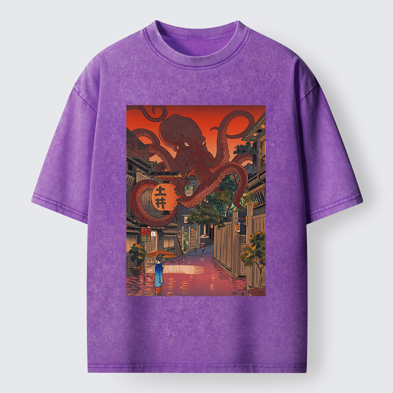 Tokyo-Tiger Monsters Attack The Village Washed T-Shirt