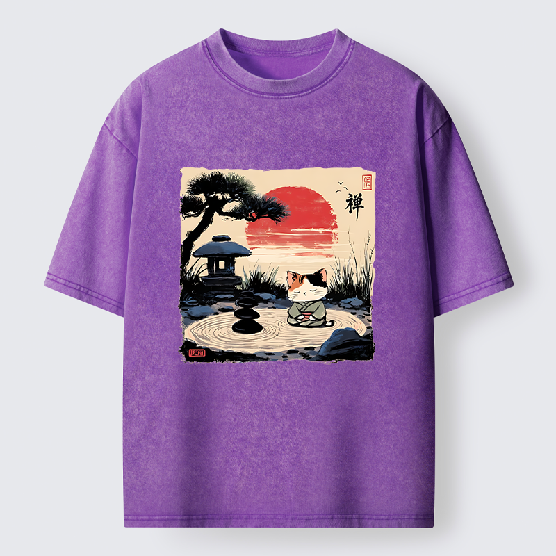 Tokyo-Tiger Zen-like Scenery Washed T-Shirt