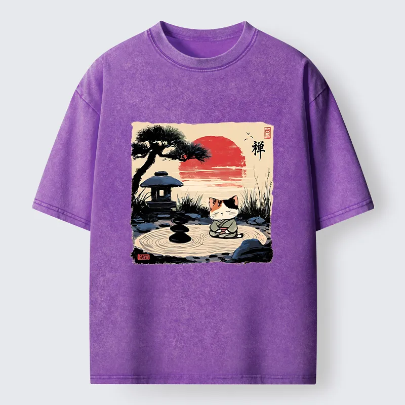 Tokyo-Tiger Zen-like Scenery Washed T-Shirt
