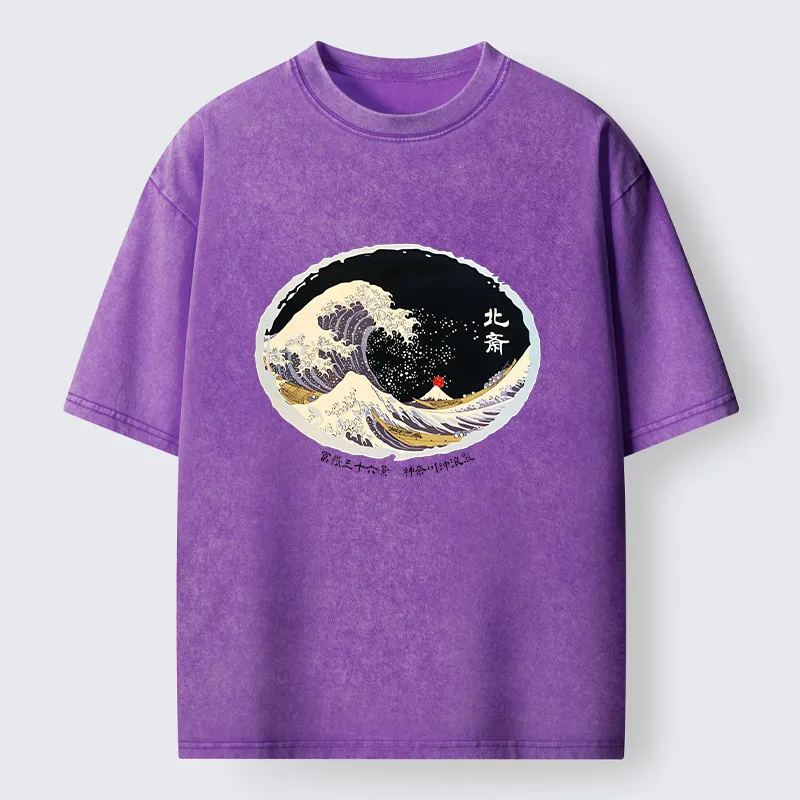 Tokyo-Tiger Katsushika Hokusai Waves Washed T-Shirt