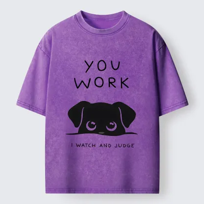 Tokyo-Tiger Dog Watching You Washed T-Shirt