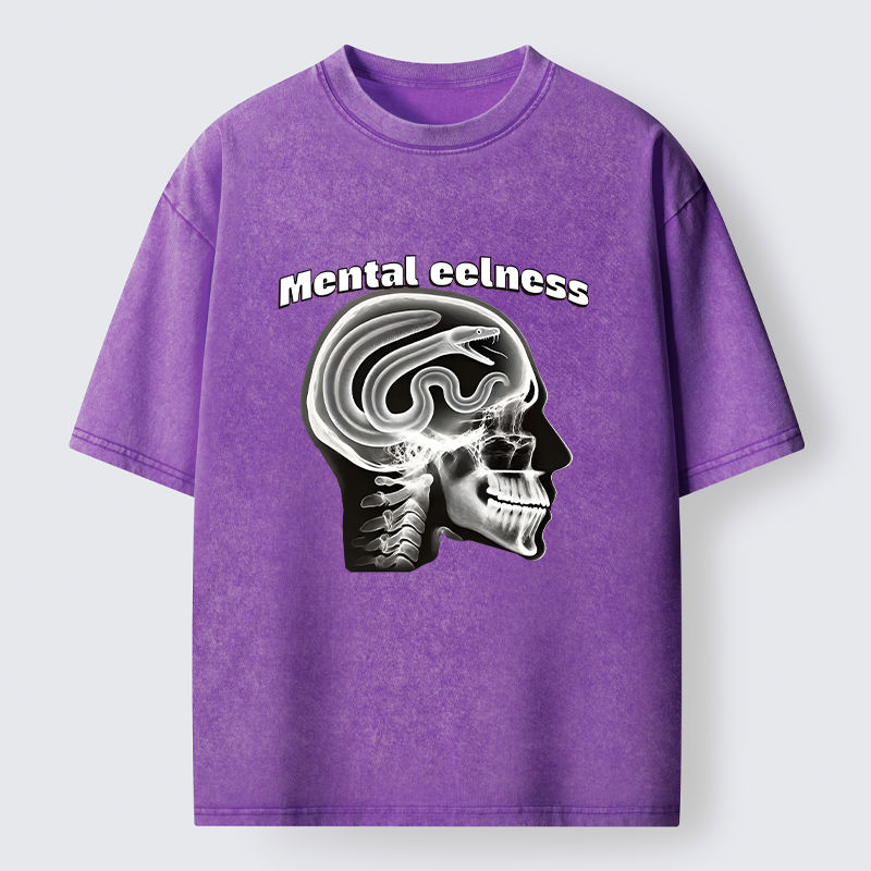 Tokyo-Tiger Mental Eelness Funny Washed T-Shirt