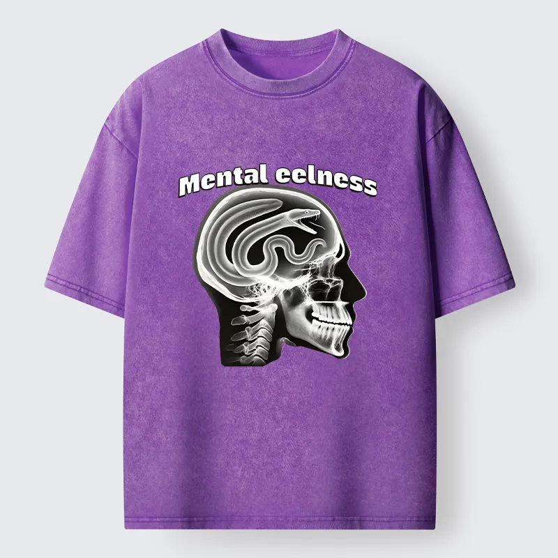 Tokyo-Tiger Mental Eelness Funny Washed T-Shirt