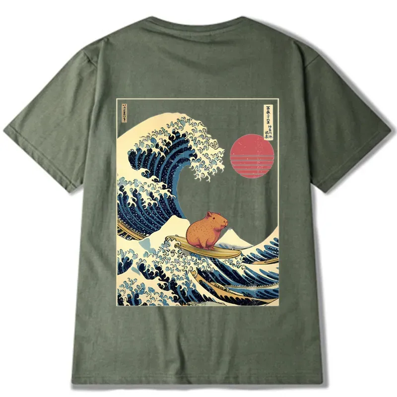 Tokyo-Tiger Capybara Surfing Back Classic T-Shirt Sale