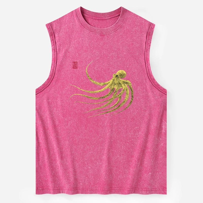 Tokyo-Tiger Retro Octopus Japanese Washed Tank