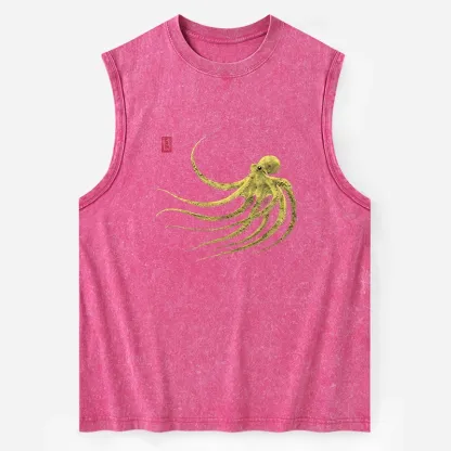 Tokyo-Tiger Retro Octopus Japanese Washed Tank