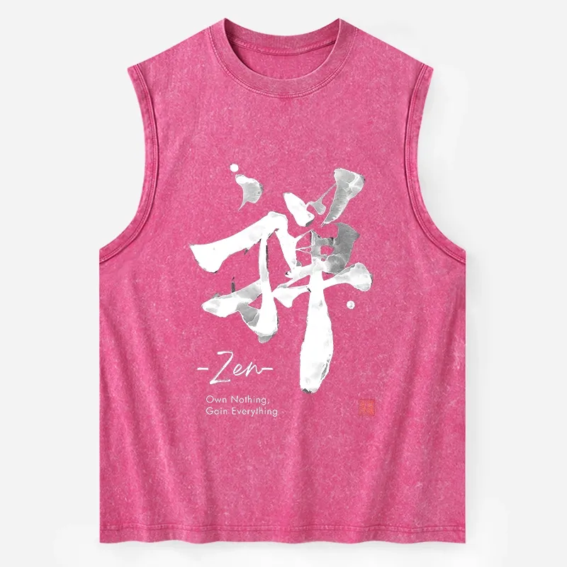 Tokyo-Tiger Zen Texts Washed Tank