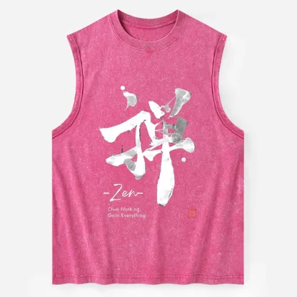 Tokyo-Tiger Zen Texts Washed Tank