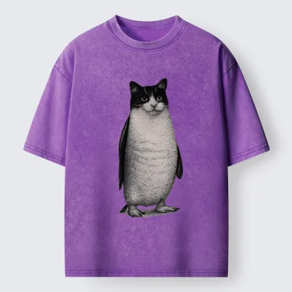 Tokyo-Tiger Penguin Cat Washed T-Shirt