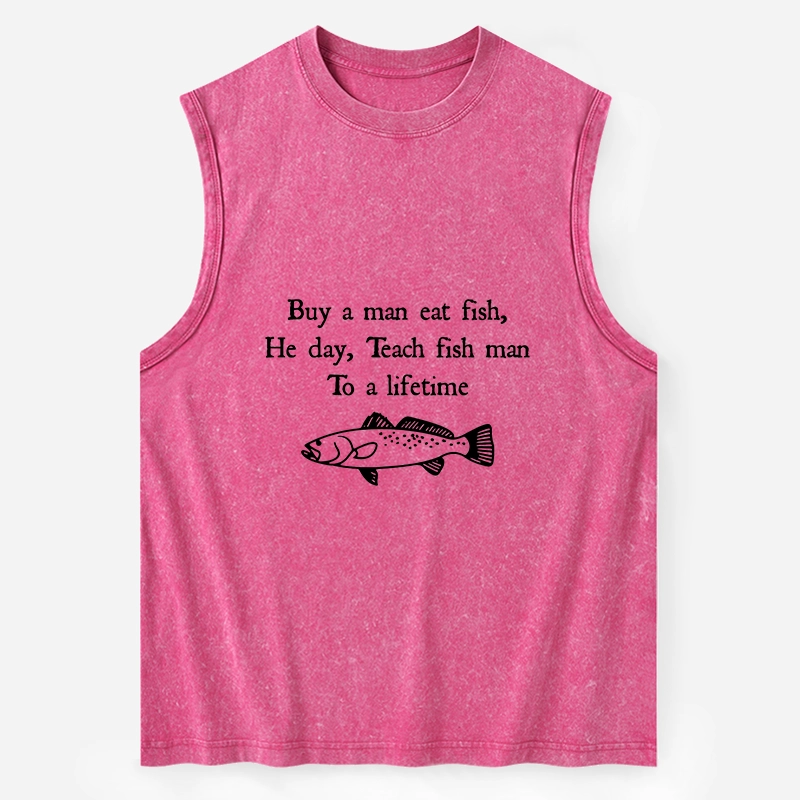 Tokyo-Tiger Man Eat Fish Meme Washed Tank