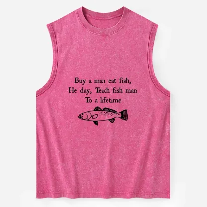 Tokyo-Tiger Man Eat Fish Meme Washed Tank