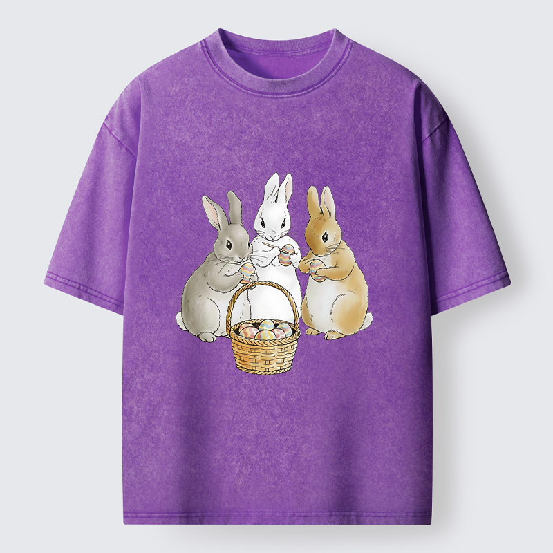 Tokyo-Tiger Rabbit Decorating Eggs Washed T-Shirt