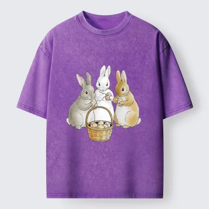 Tokyo-Tiger Rabbit Decorating Eggs Washed T-Shirt
