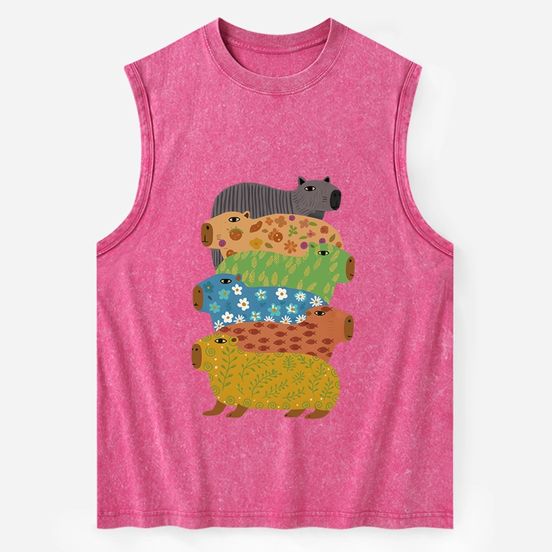Tokyo-Tiger Colorful Capybaras Washed Tank