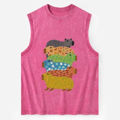 Tokyo-Tiger Colorful Capybaras Washed Tank