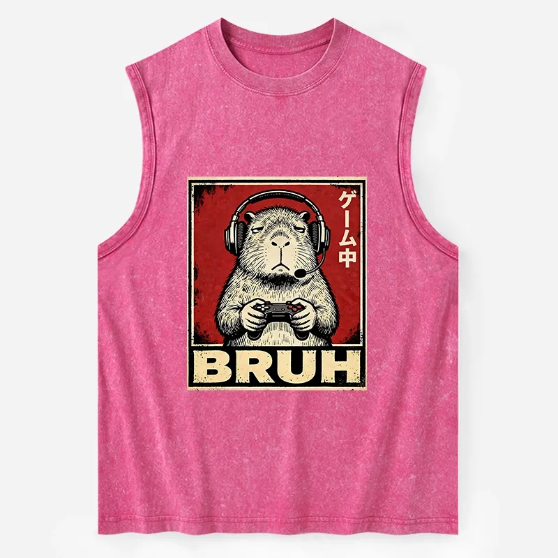 Tokyo-Tiger Funny Capybara Playing Games Washed Tank Sale
