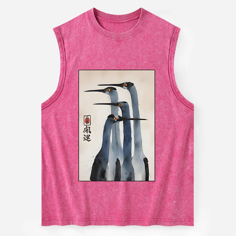 Tokyo-Tiger Retro Sandhill Crane Washed Tank