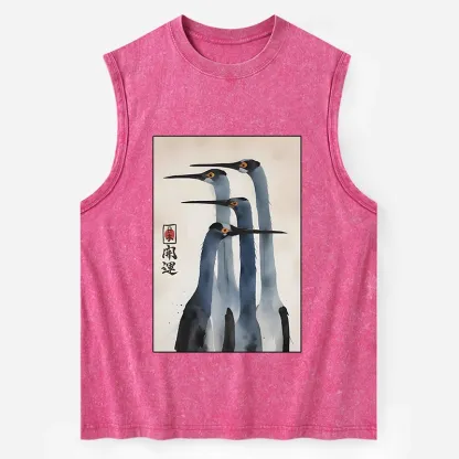 Tokyo-Tiger Retro Sandhill Crane Washed Tank