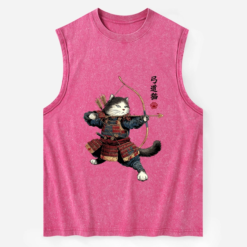 Tokyo-Tiger Kyudo Samurai Cat Washed Tank