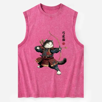 Tokyo-Tiger Kyudo Samurai Cat Washed Tank