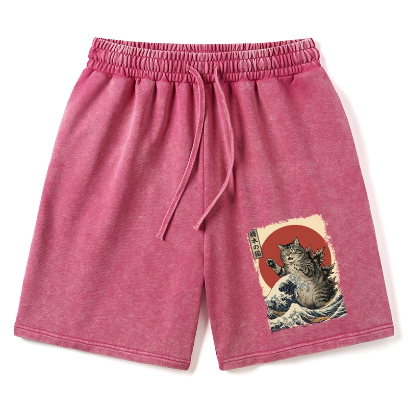 Tokyo-Tiger Catzilla Is Causing Destruction Washed Shorts