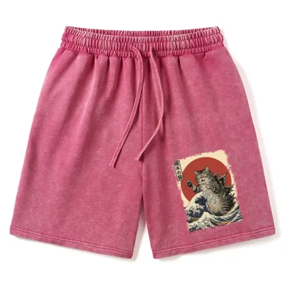 Tokyo-Tiger Catzilla Is Causing Destruction Washed Shorts