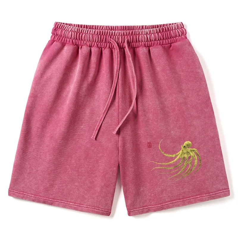 Tokyo-Tiger Retro Octopus Japanese Washed Shorts Sale
