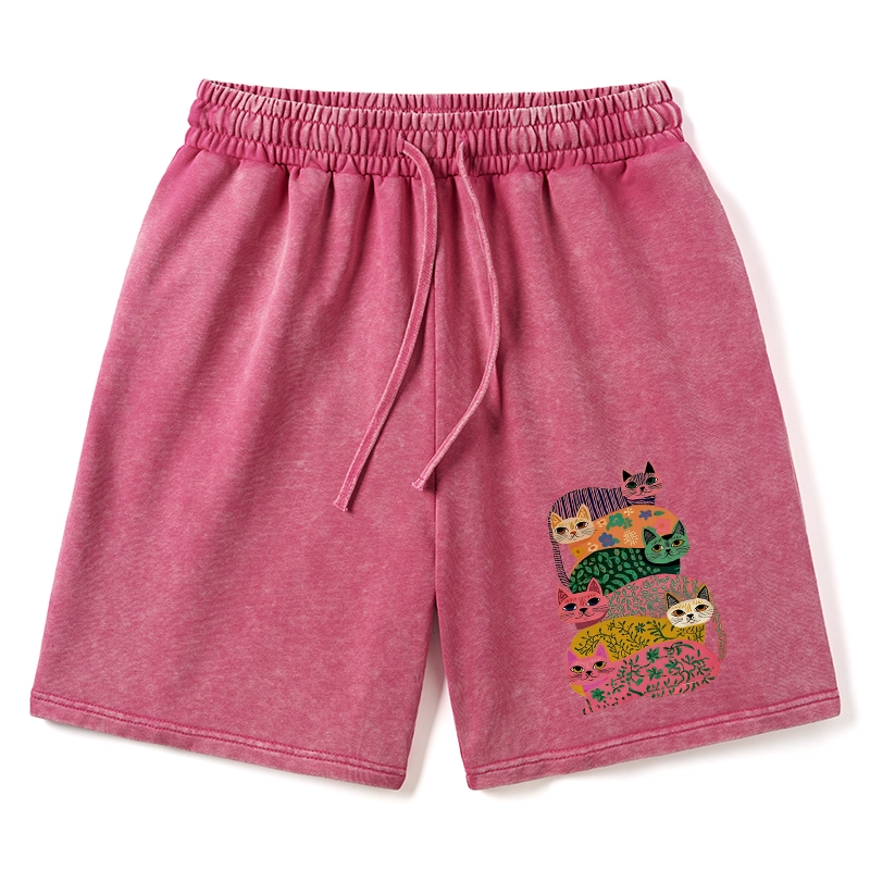 Tokyo-Tiger Colorful Cats Washed Shorts