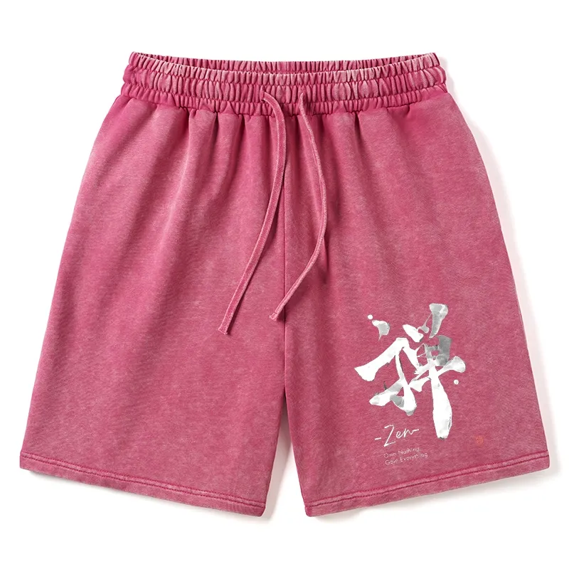 Tokyo-Tiger Zen Texts Washed Shorts